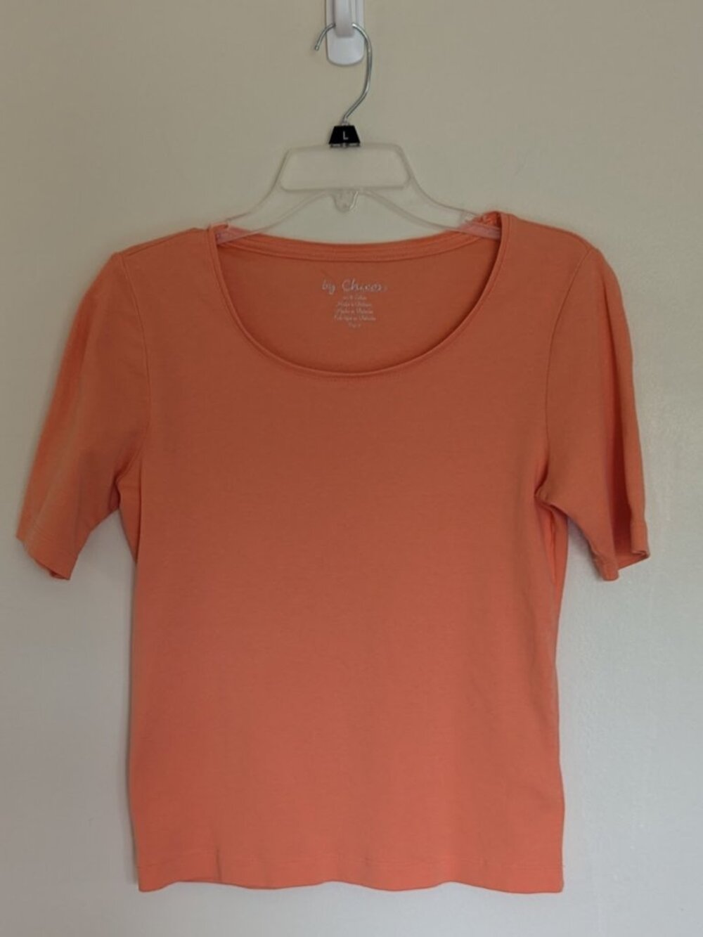 By Chicos Cotton Coral / Orange T-Shirt Short Sleeve Scoop Neck | Large (2)